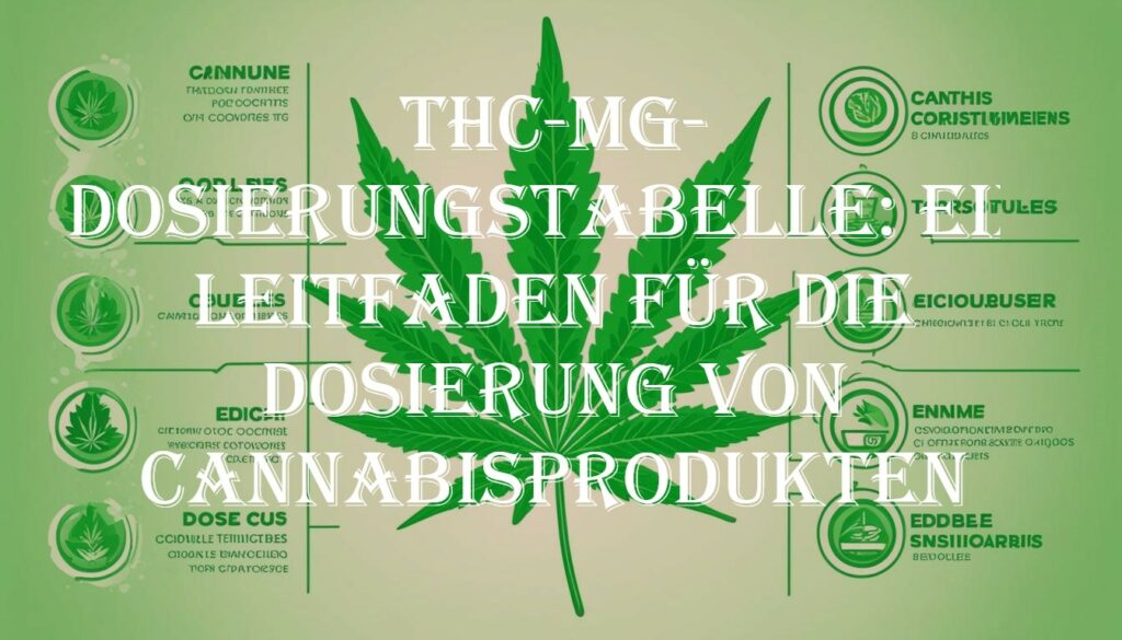 THC-Mg-Dosierungstabelle mit Cannabisprodukt angezeigt.